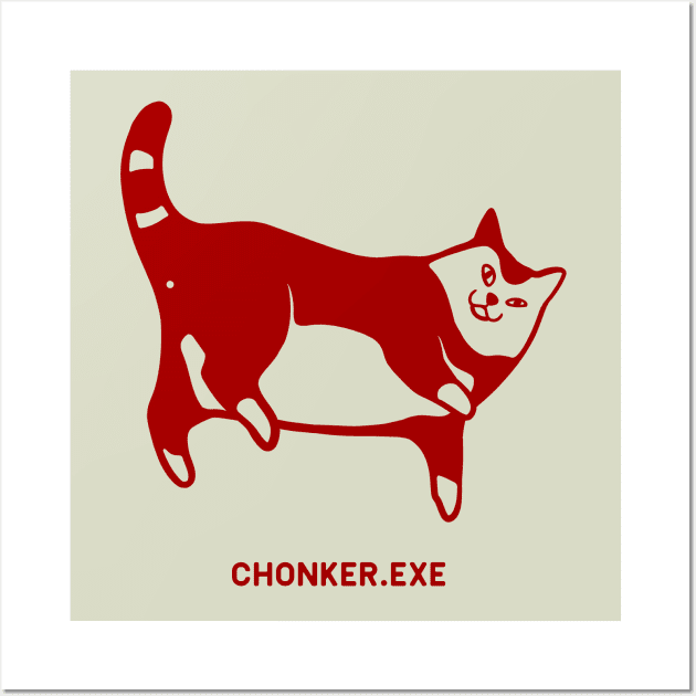 Cat exe has stopped working. Cute chonker laying on the floor in red ink Wall Art by croquis design